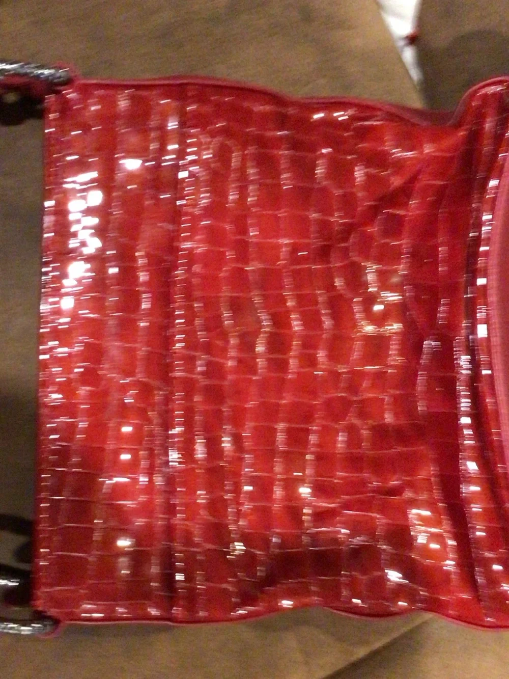 Brighton Glossy Red Croc-Embossed Shoulder Bag with Silver Accents